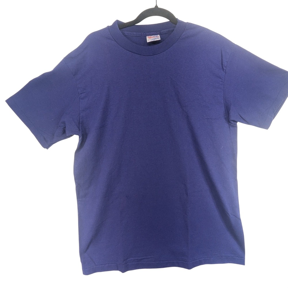 Vintage Hanes Heavyweight 50/50 T-Shirt Mens Large Blue Made in USA 90s Blank
